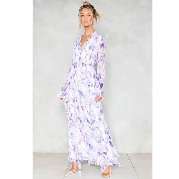 lilac floral maxi dress